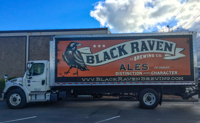 Black Raven Brewing box truck wrap