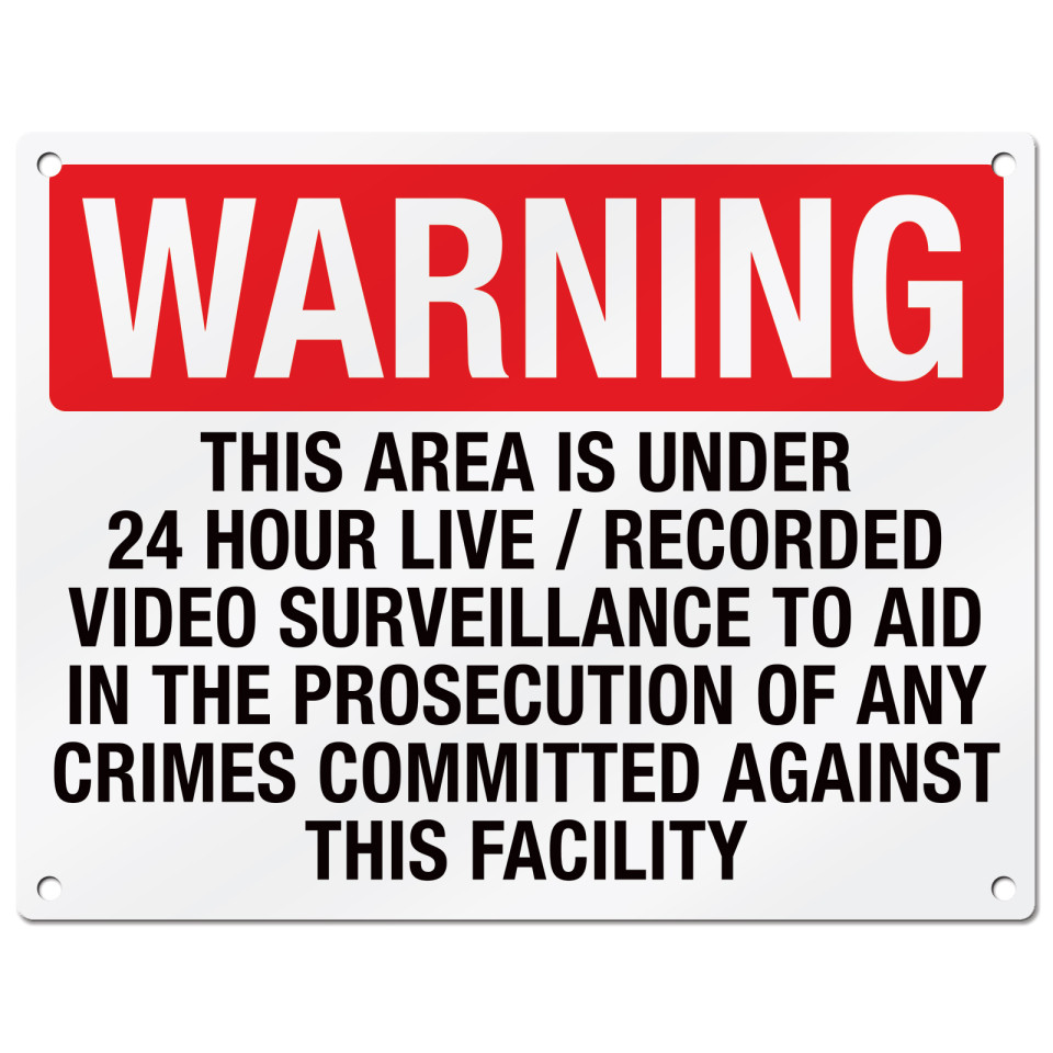 Custom Aluminum Signs | Warning Under Surveillance | Designer Decal