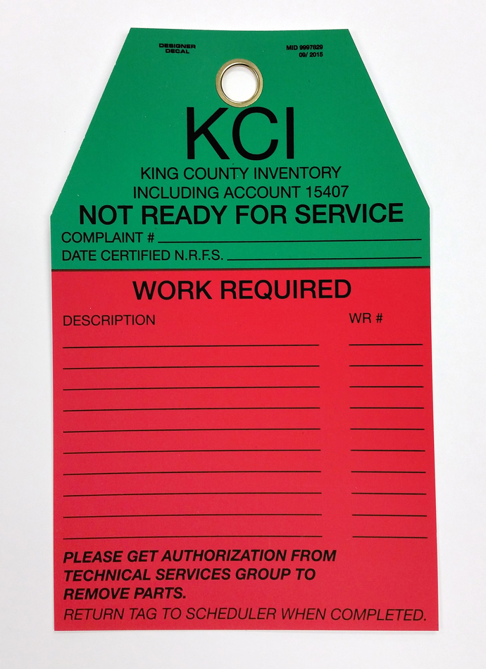 Work Required - Safety Tag